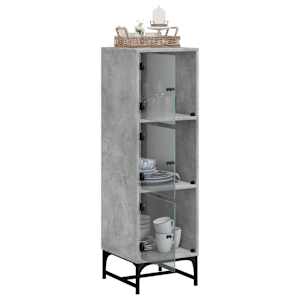 Highboard se skleněnými dvířky betonově šedý 35 x 37 x 120 cm - obrázek 5