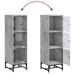 Highboard se skleněnými dvířky betonově šedý 35 x 37 x 120 cm - obrázek 9