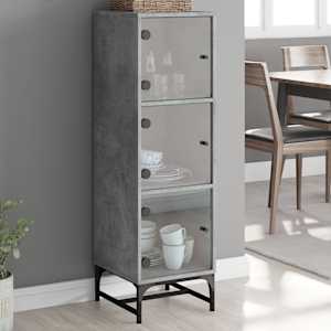 Highboard se skleněnými dvířky betonově šedý 35 x 37 x 120 cm - obrázek 1