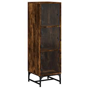 Highboard se skleněnými dvířky kouřový dub 35 x 37 x 120 cm - obrázek 2