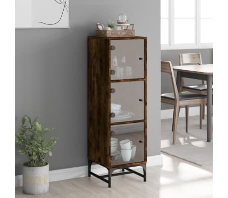 vidaXL Dulap cu uși din sticlă, stejar fumuriu, 35x37x120 cm