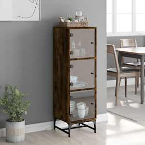 Highboard se skleněnými dvířky kouřový dub 35 x 37 x 120 cm - obrázek 3
