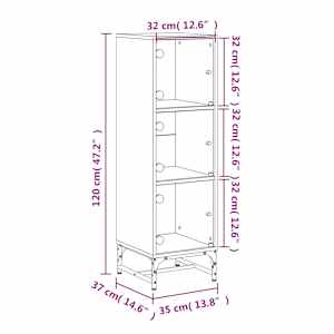 Highboard se skleněnými dvířky kouřový dub 35 x 37 x 120 cm - obrázek 12