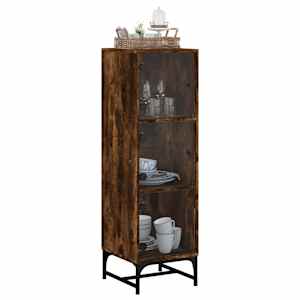 Highboard se skleněnými dvířky kouřový dub 35 x 37 x 120 cm - obrázek 4