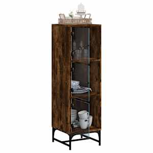 Highboard se skleněnými dvířky kouřový dub 35 x 37 x 120 cm - obrázek 5