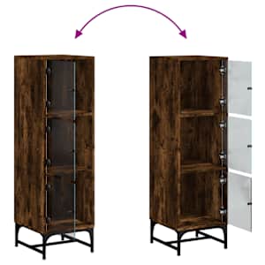 Highboard se skleněnými dvířky kouřový dub 35 x 37 x 120 cm - obrázek 9