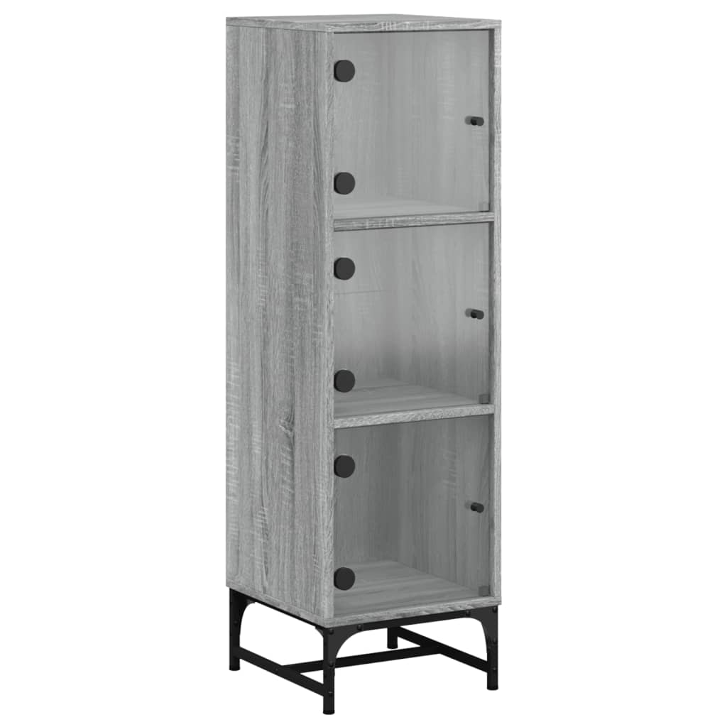 vidaXL Highboard se skleněnými dvířky šedý sonoma 35 x 37 x 120 cm