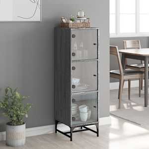 Highboard se skleněnými dvířky šedý sonoma 35 x 37 x 120 cm - obrázek 3