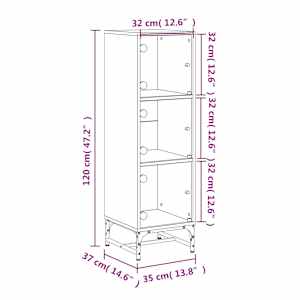 Highboard se skleněnými dvířky šedý sonoma 35 x 37 x 120 cm - obrázek 12