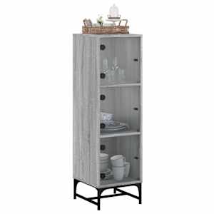 Highboard se skleněnými dvířky šedý sonoma 35 x 37 x 120 cm - obrázek 4