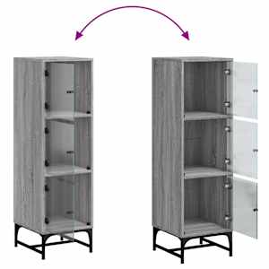 Highboard se skleněnými dvířky šedý sonoma 35 x 37 x 120 cm - obrázek 9