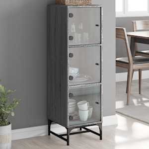Highboard se skleněnými dvířky šedý sonoma 35 x 37 x 120 cm - obrázek 1