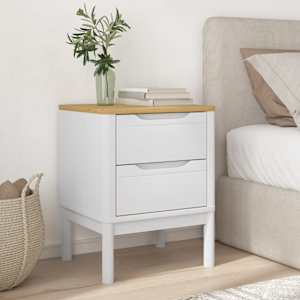 Noční stolek bílý 45 x 39 x 57 cm masivní borové dřevo - obrázek 3
