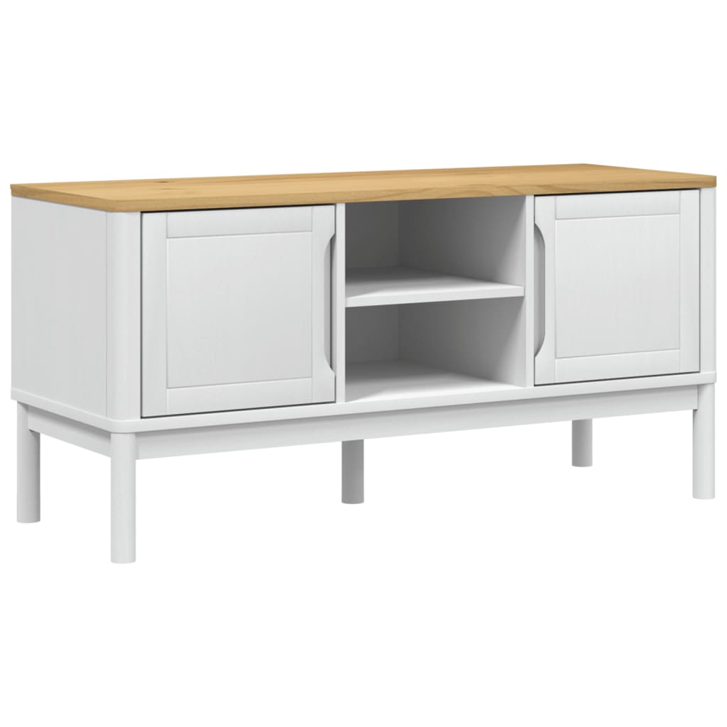 Image of vidaXL TV Cabinet FLORO White 114x43x55 cm Solid Wood Pine