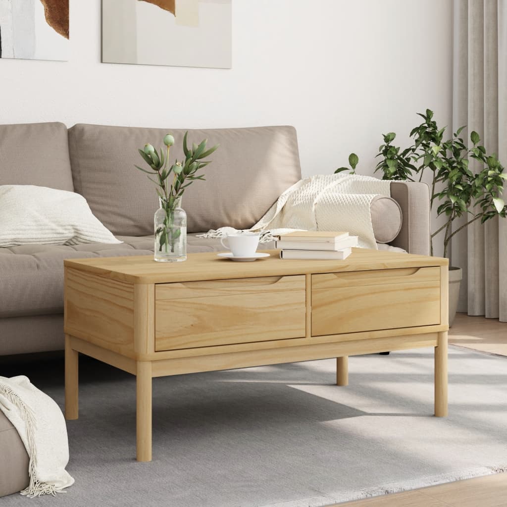 Thumbnail - vidaXL Couchtisch FLORO Wachsbraun 99x55,5x45 cm Massivholz Kiefer