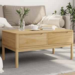 Klubska mizica FLORO voščeno rjava 99x55,5x45 cm trdna borovina