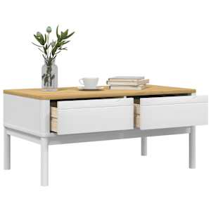 Konferenční stolek FLORO bílý 99x55,5x45 cm masivní borovice - obrázek 4