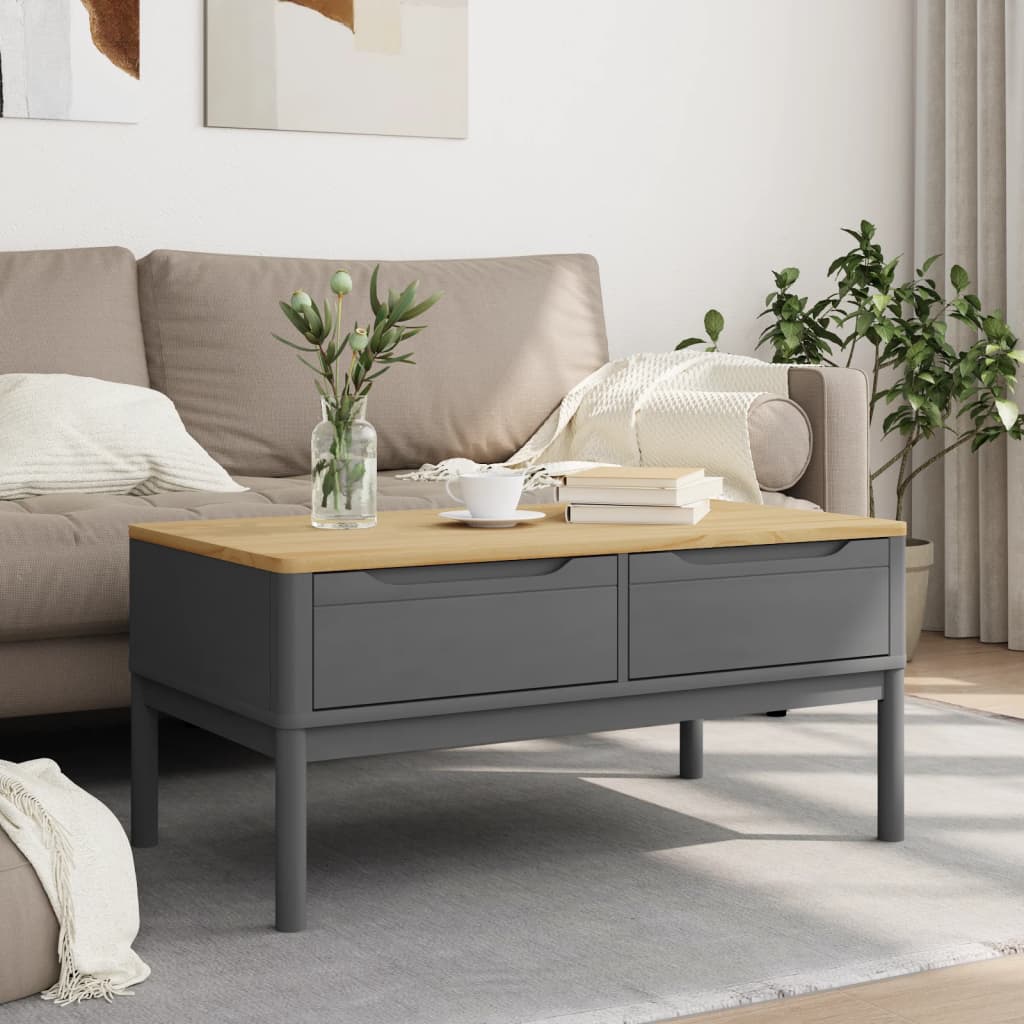 Thumbnail - vidaXL Couchtisch FLORO Grau 99x55,5x45 cm Massivholz Kiefer