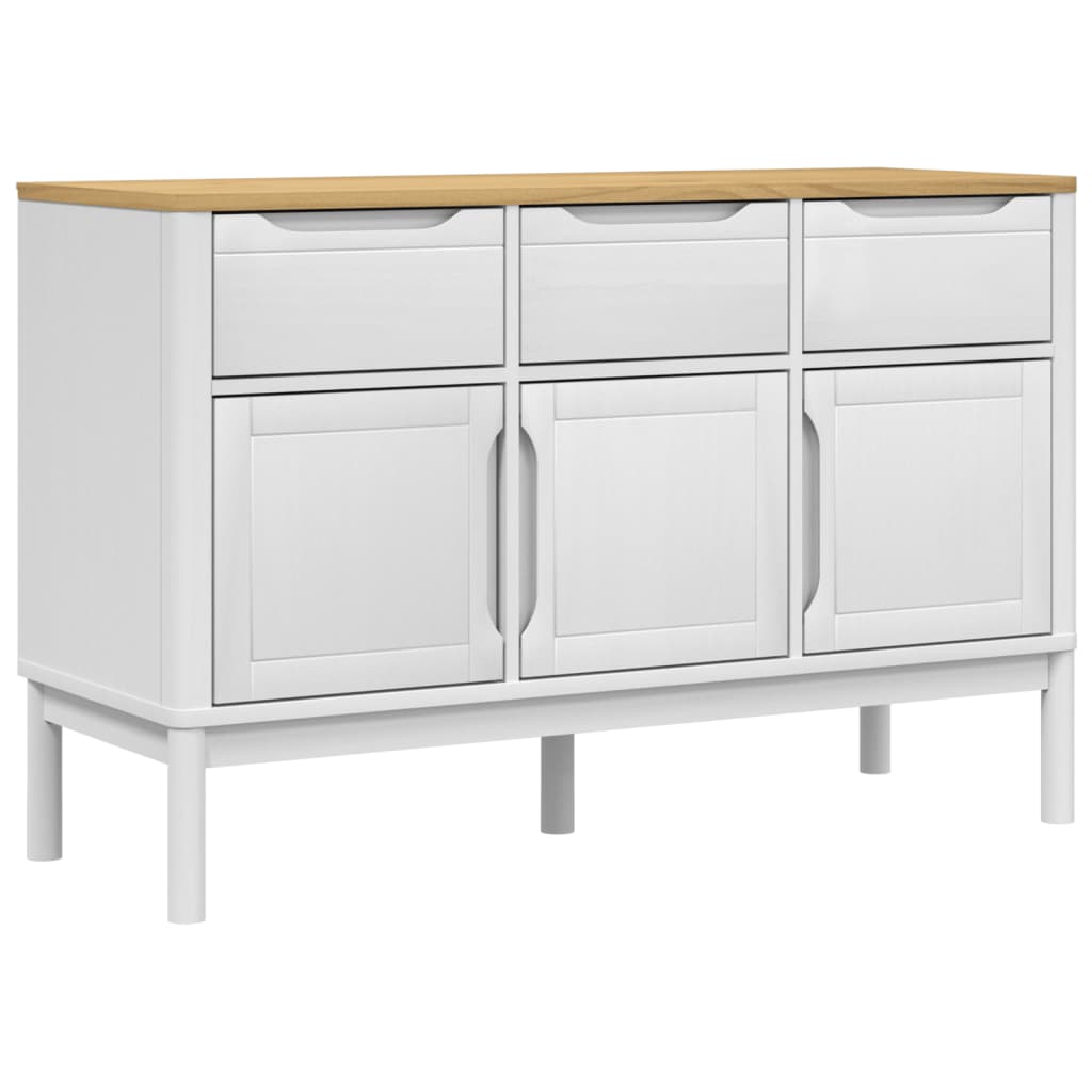 E-shop vidaXL Komoda FLORO biela 114x43x74 cm borovicový masív