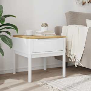Noční stolek FLORO bílý 55 x 55 x 54 cm masivní borovice - obrázek 3