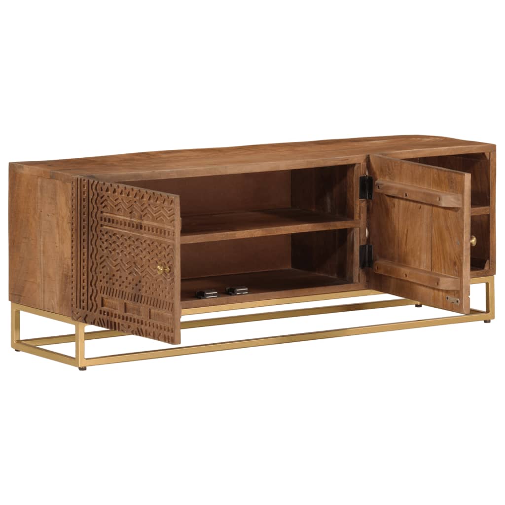 Thumbnail - vidaXL TV-Schrank 110x30x40 cm Massivholz Mango und Eisen