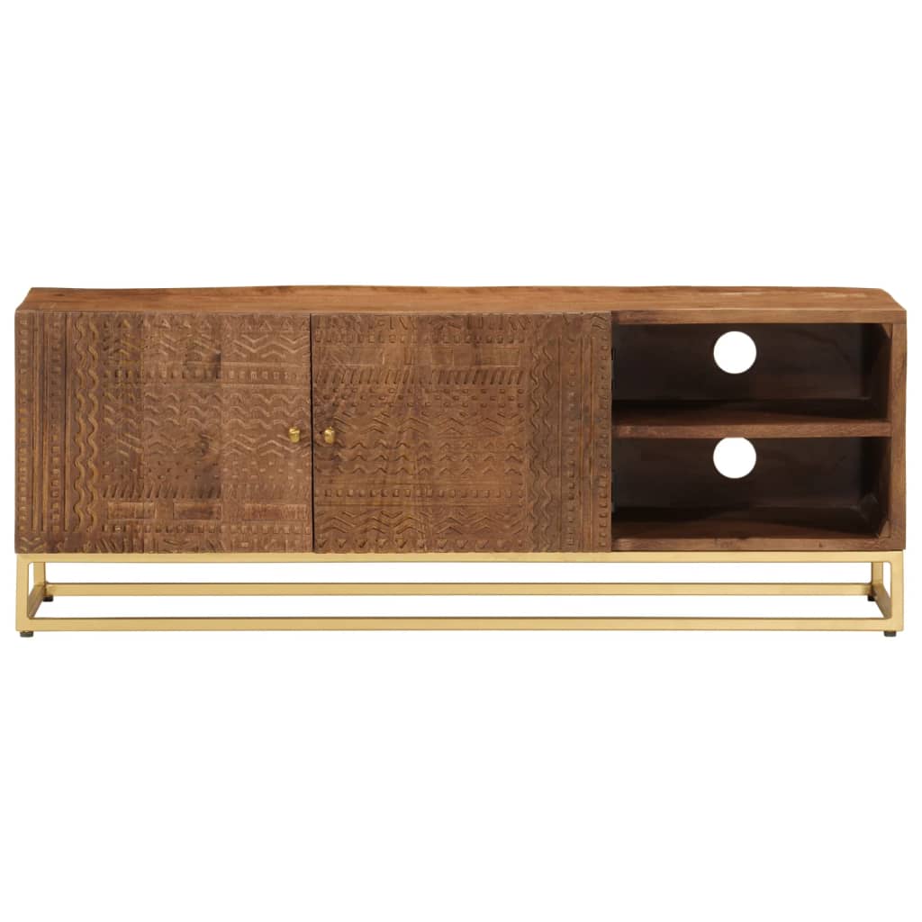 Thumbnail - vidaXL TV-Schrank 110x30x40 cm Massivholz Mango und Eisen
