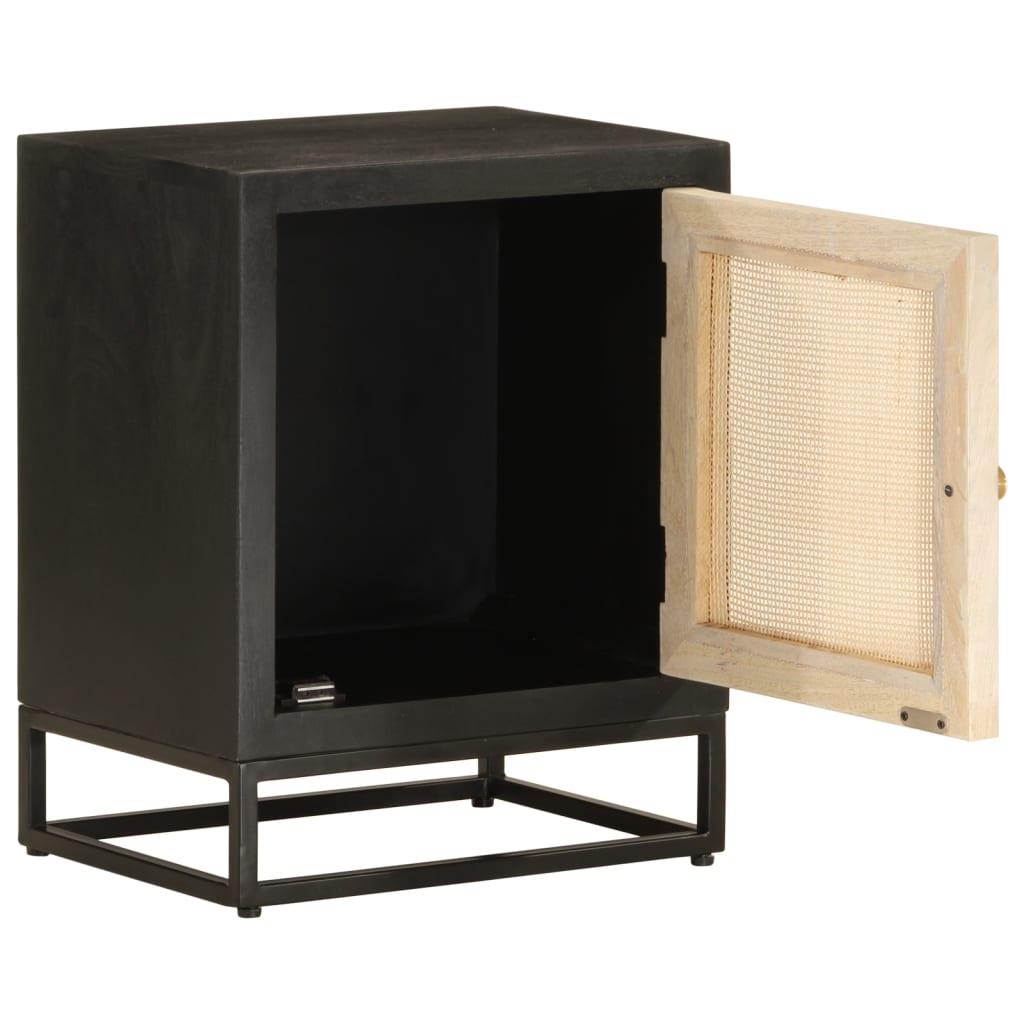 vidaXL Nachtkastje 40x30x50 cm massief mangohout en ijzer zwart afbeelding