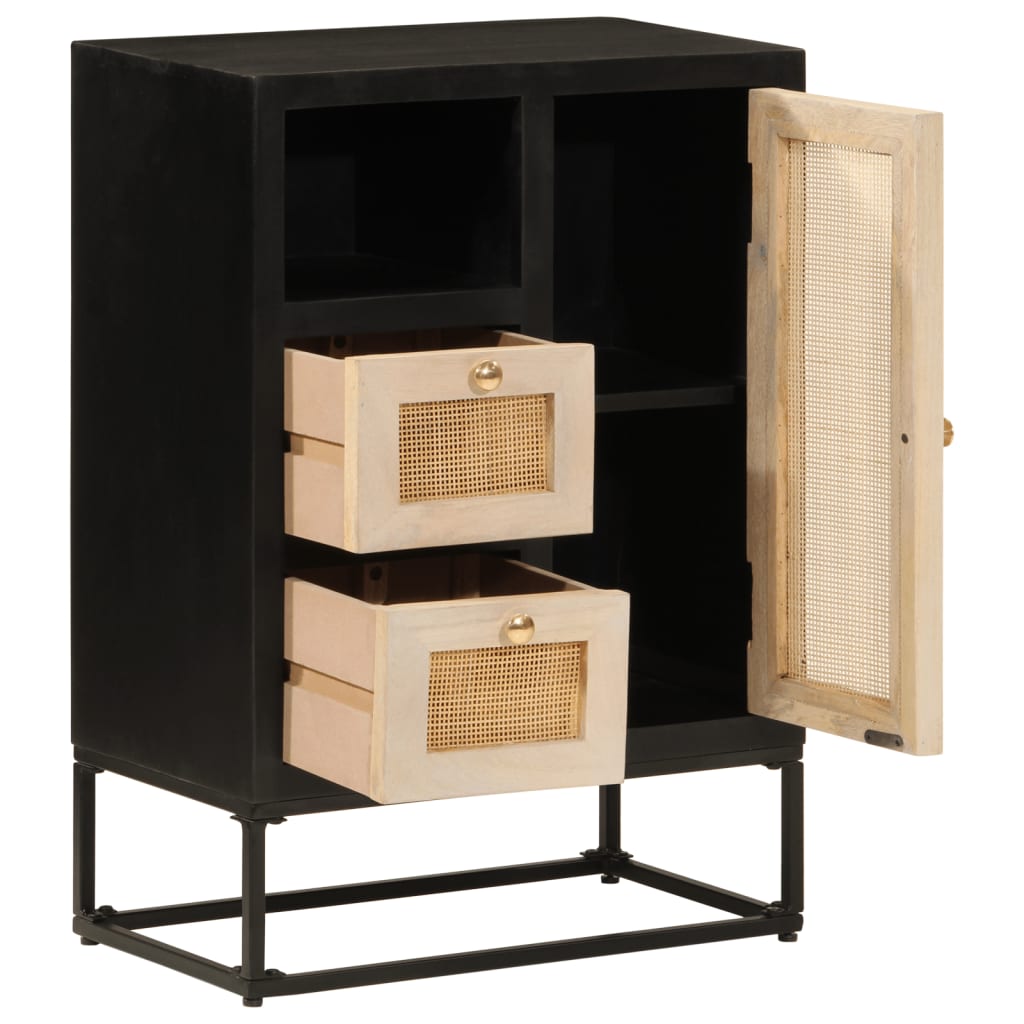 Thumbnail - vidaXL Sideboard Schwarz 55x30x76 cm Massivholz Mango und Eisen
