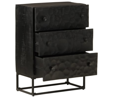 vidaXL Kommode Schwarz 55x30x76 cm Massivholz Mango und Eisen