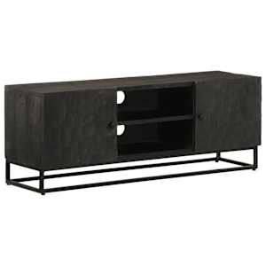 TV skříňka černá 110 x 30 x 40 cm masivní mangovník a železo - obrázek 1