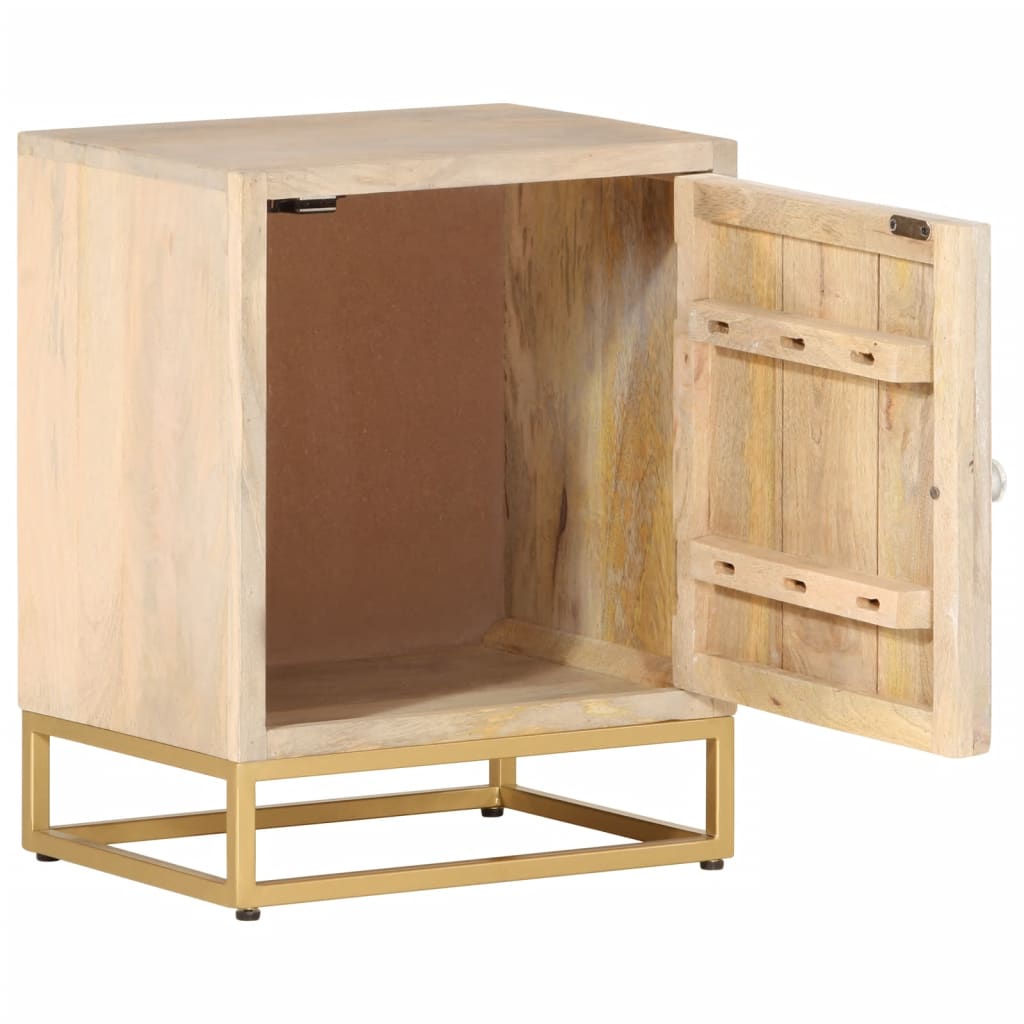 vidaXL Nachtkastje 40x30x50 cm massief mangohout en ijzer afbeelding