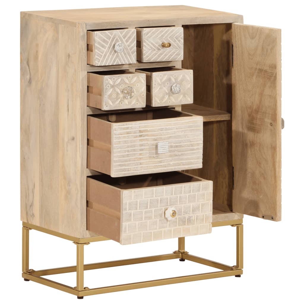 vidaXL Dressoir 55x30x76 cm massief mangohout en ijzer