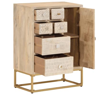 vidaXL Servantă, neagră, 55x30x76 cm, lemn masiv de mango și fier