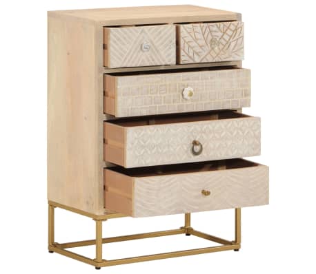 vidaXL Servantă, neagră, 55x30x76 cm, lemn masiv de mango și fier