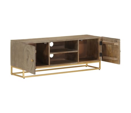 vidaXL Έπιπλο Τηλεόρασης 110 x 30 x 40 εκ. Μασίφ Ξύλο Μάνγκο & Σίδηρος