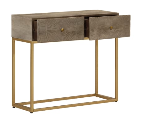 vidaXL Console Table 90x30x76 cm Solid Wood Mango and Iron