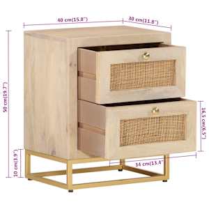 Noční stolek 40x30x50 cm masivní mangovníkové dřevo a železo - obrázek 11