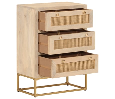 vidaXL kumode ar atvilktnēm, 55x30x76 cm, mango masīvkoks, dzelzs