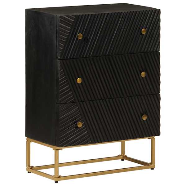vidaXL kummut, must, 55 x 30 x 76 cm, mangopuit ja raud