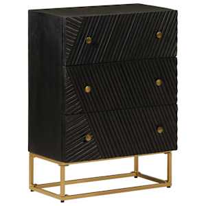 Predalnik črn 55x30x76 cm trden mangov les in železo