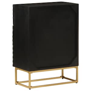 Komoda se zásuvkami černá 55x30x76cm masivní mangovník a železo - obrázek 5