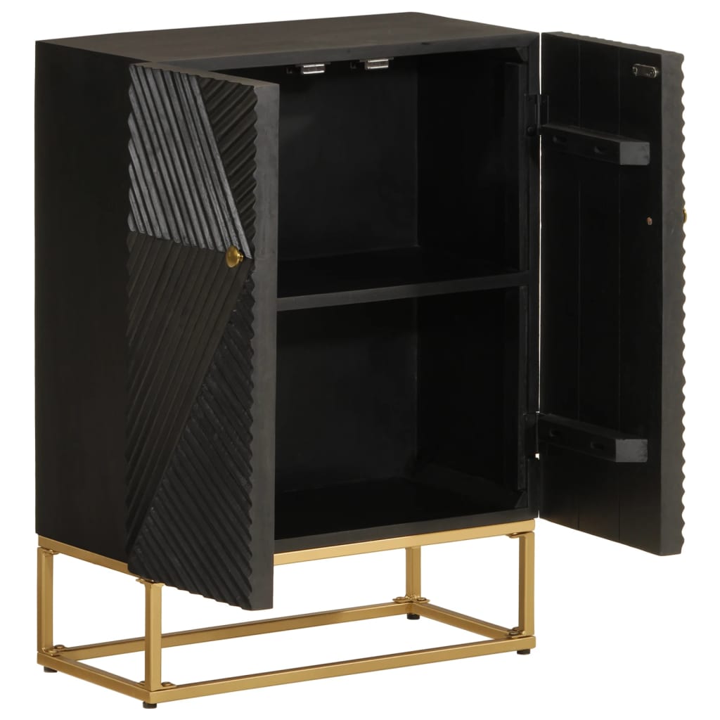 vidaXL Dressoir 55x30x76 cm massief mangohout en ijzer zwart