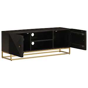 vidaXL TV skříňka černá 110 x 30 x 40 cm masivní mangovník a železo