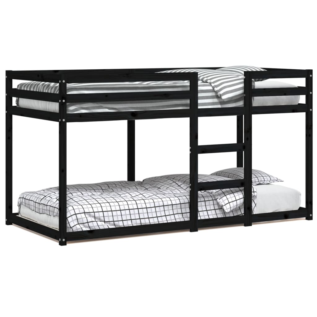 vidaXL Stapelbed 90x200 cm massief grenenhout zwart