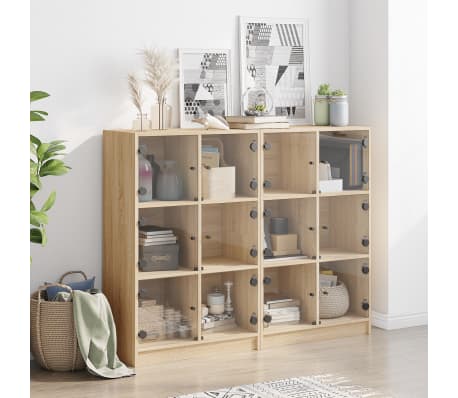 vidaXL Bibliotecă cu uși stejar sonoma 136x37x109 cm lemn compozit