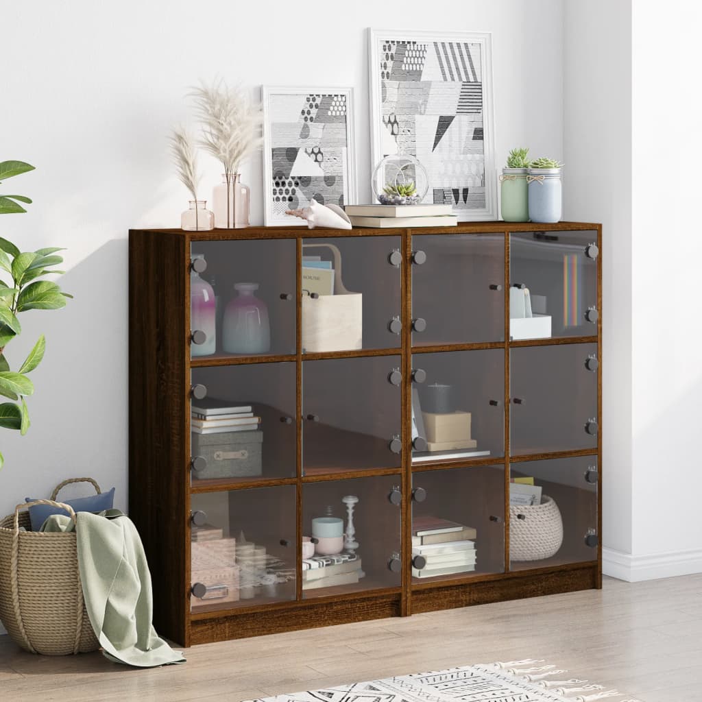 vidaXL Boekenkast met deuren 136x37x109 cm hout bruin eikenkleur afbeelding