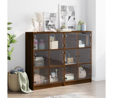 vidaXL Biblioth&egrave;que avec portes ch&ecirc;ne marron 136x37x109 cm