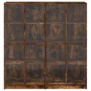 Knihovna s dvířky kouřový dub 136x37x142 cm kompozitní dřevo - obrázek 7