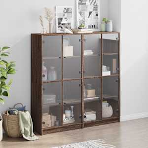 vidaXL B&uuml;cherschrank mit T&uuml;ren Braun Eichen-Optik 136x37x142 cm