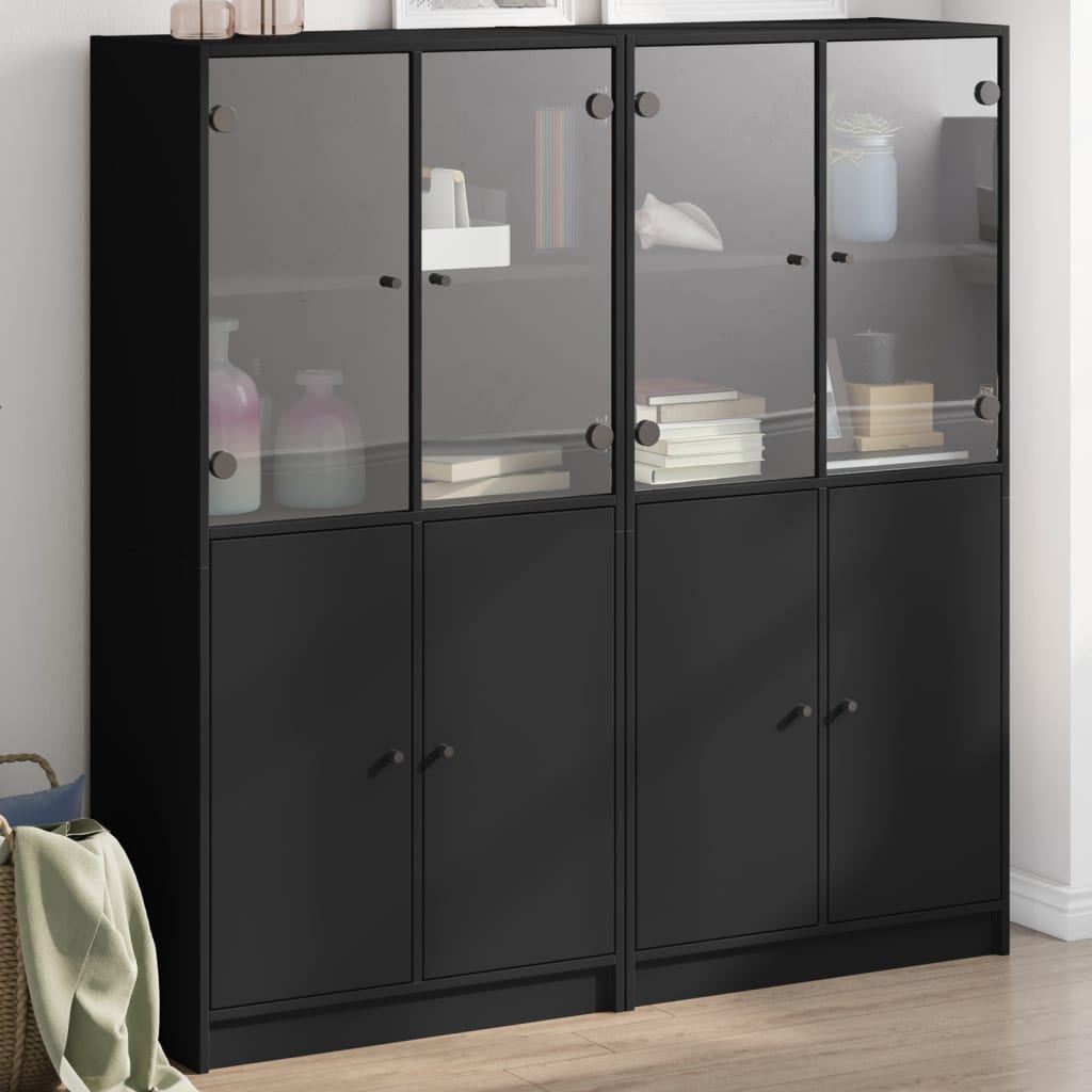 vidaXL Bücherschrank mit Türen Schwarz 136x37x142 cm Holzwerkstoff